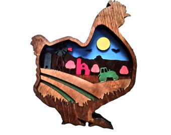 Wooden Chicken Farm Decor