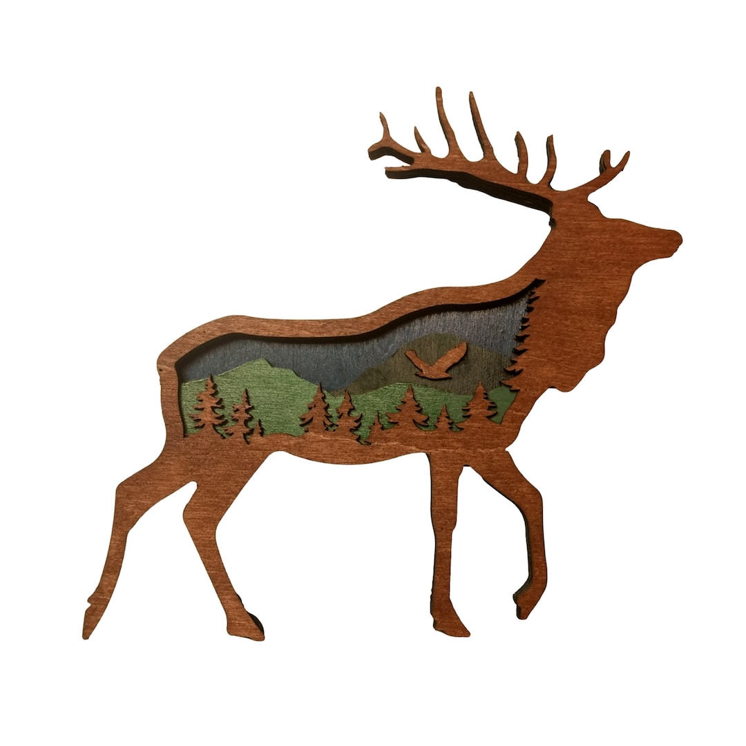 Lasercut Wood Elk Wall Hanging Etsy