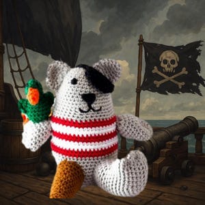 Oso pirata de ganchillo de reliquia: un compañero de recuerdo hecho a mano imagen 3