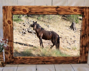 Framed Wild Horse Photograph - Wild Horse Print - Horse Decorations for the home - Wild Horse Photography - Log Cabin Decorations