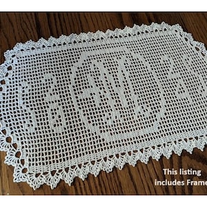 Tapete de crochet personalizado enmarcado con monograma para regalo del 13.° aniversario