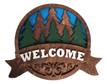 Forest Welcome Layered Sign for Housewarming Gift