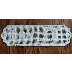 Tapete de ganchillo personalizado con nombre para regalo de recuerdo de boda de encaje