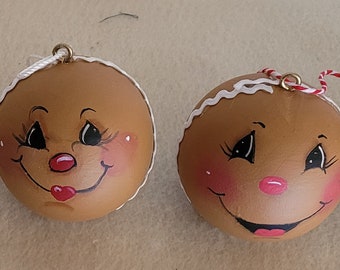 Gingerbread wood ball Christmas ornaments