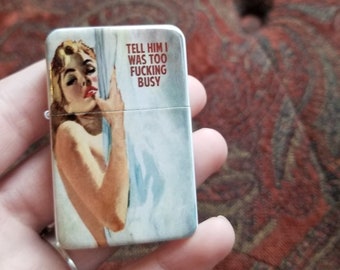 Forever Busy Girl Pin up Flip Top Lighter