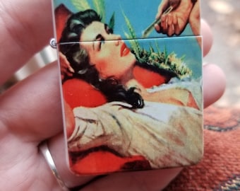 The Offering Smoking Girl Pin Up Flip Top Lighter