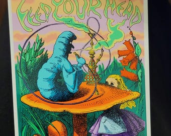 Feed Your Head Sticker: Alice in Wonderland Caterpillar, Waterproof Vinyl