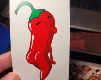 Funny Spicy Pepper Vinyl Sticker: Waterproof Laptop Decal