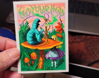 Alice in Wonderland Vinyl Sticker: Caterpillar, 'Feed Your Head' - Waterproof Decal