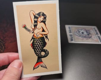 Vintage Mermaid Vinyl Sticker: Waterproof Laptop Decal
