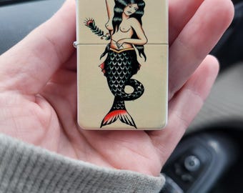 Traditional Mermaid Flip Top Lighter