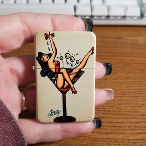 Martini Girl Sailor Jerry Inspired Flip Top Lighter