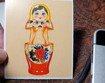 Funny Russian Doll Vinyl Sticker, Laptop Decal