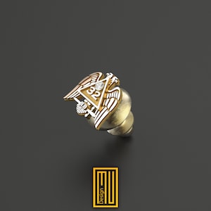 Scottish Rite 32nd Degree Lapel Pin with Real Diamond