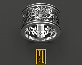 AASR 33rd Degree Wedding Band Style Masonic Ring - Handmade Men's Jewelry