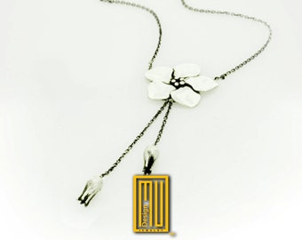 Masonic Necklace Forget Me Not Flower 925k Sterling Silver - Handmade Necklace, Aesthetic Gift for Women, Hammered Gift