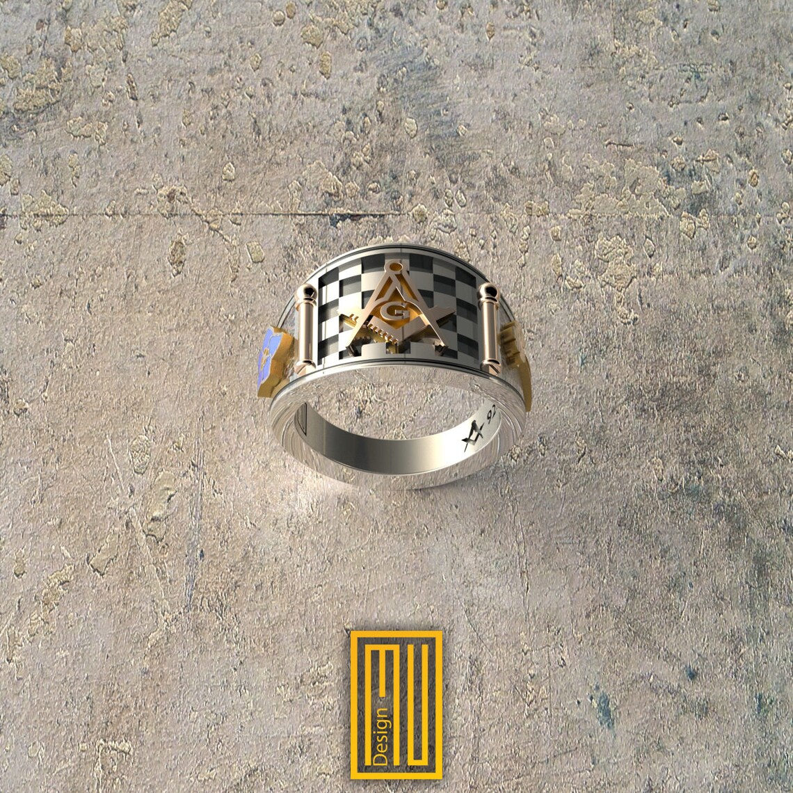 Band Style Masonic Ring With Jacobs Ladder and Me Not Etsy