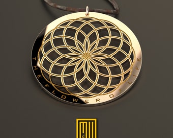 The Flower of Life Pendant Gold and Sterling Silver - Personalized Gift and Handmade Jewelry