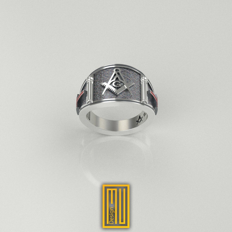 Band Style Masonic Ring With St Cross 925k Sterling Etsy