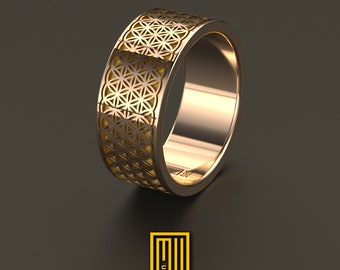 Ring with Flower of Life Pattern