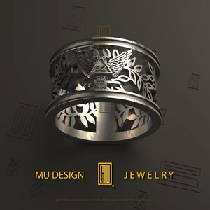 Scottish Rite 32nd Degree Wedding Ring with Acacia