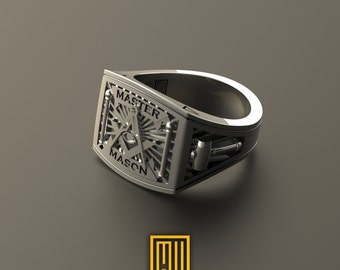 Masonic Ring 925k Sterling Silver - Master Mason Symbol - Unique Ring - Handmade Jewelry