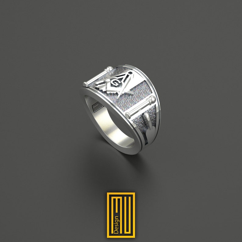 Band Style Masonic Ring With Indiana State Sign 925k Etsy