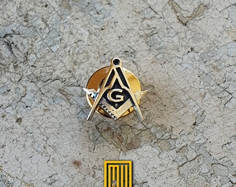 Master Degree Lapel Pin with G - 925k Sterling Silver - Handmade Men's Jewelry, Masonic Design and Unique Gift