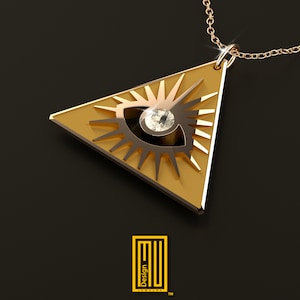 Necklace All Seeing Eye in the Golden Triangle with Real Diamond