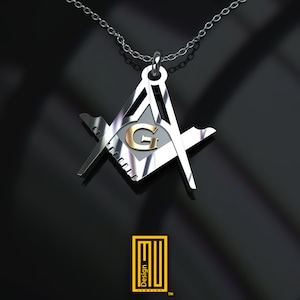 Master Mason Pendant With G or All seeing Eye Silver and Gold Handmade Jewelry, Masonic Pendant image 2