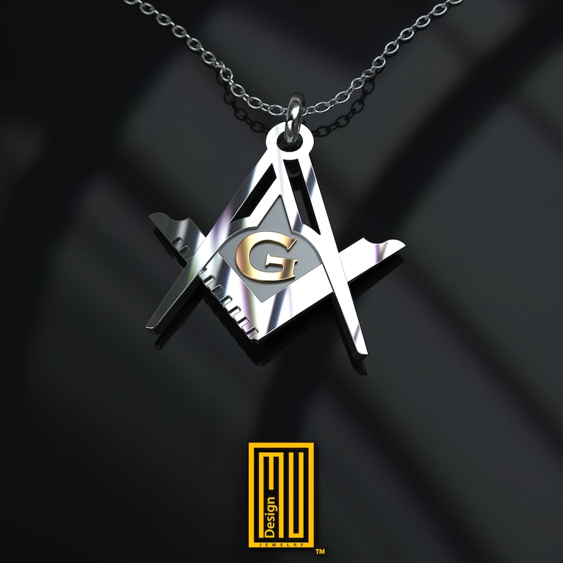 Master Mason Pendant With G or All seeing Eye Silver and Gold Handmade Jewelry, Masonic Pendant image 2