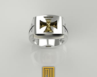 Knights Templar Ring with Citrine Gemstone