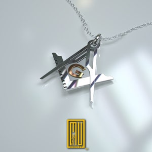 Master Mason Pendant With G or All seeing Eye Silver and Gold Handmade Jewelry, Masonic Pendant image 1