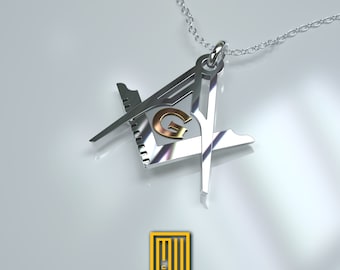 Master Mason Pendant With "G" or "All seeing Eye"  Silver and Gold - Handmade Jewelry, Masonic Pendant