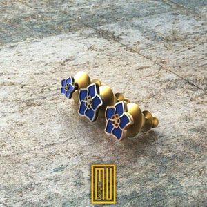 Forget Me not Lapel Pin with Enamel - Handmade Jewelry, Masonic Design, Unique and Mystic Gift