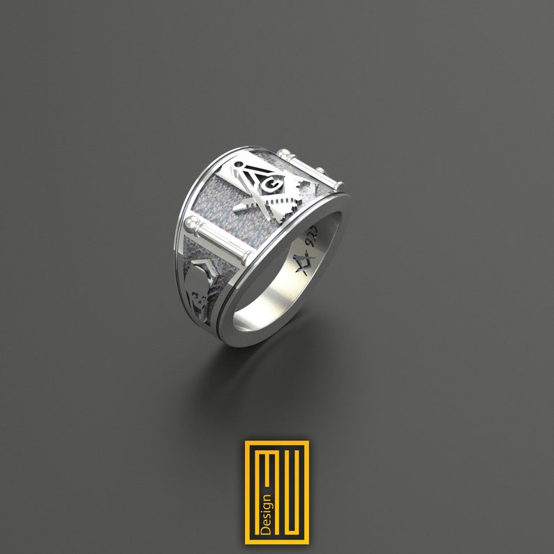Band Style Masonic Ring With Indiana State Sign 925k Etsy