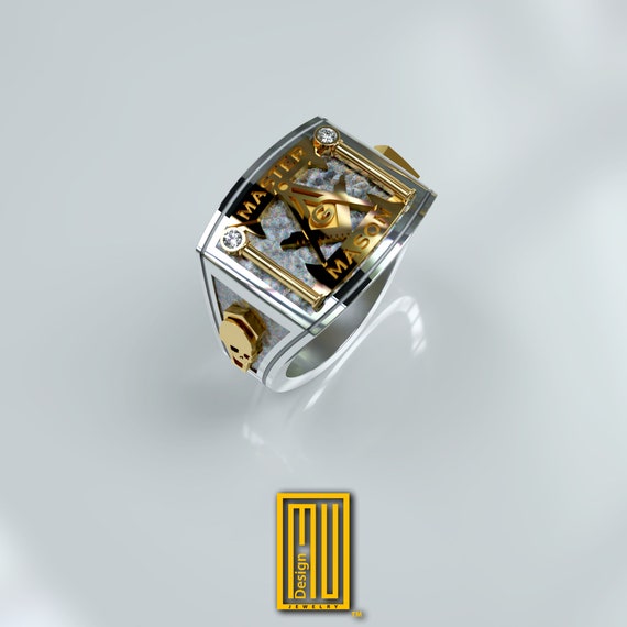 14K White and Yellow Gold and Diamond Scottish Rite Masonic Ring - YouTube