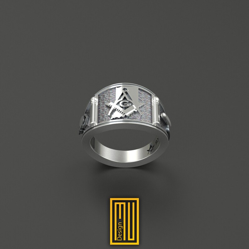 Band Style Masonic Ring With Indiana State Sign 925k Etsy