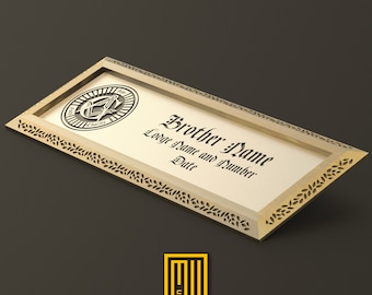 Lodge Name Tag Gold, Bronze Silver Frame