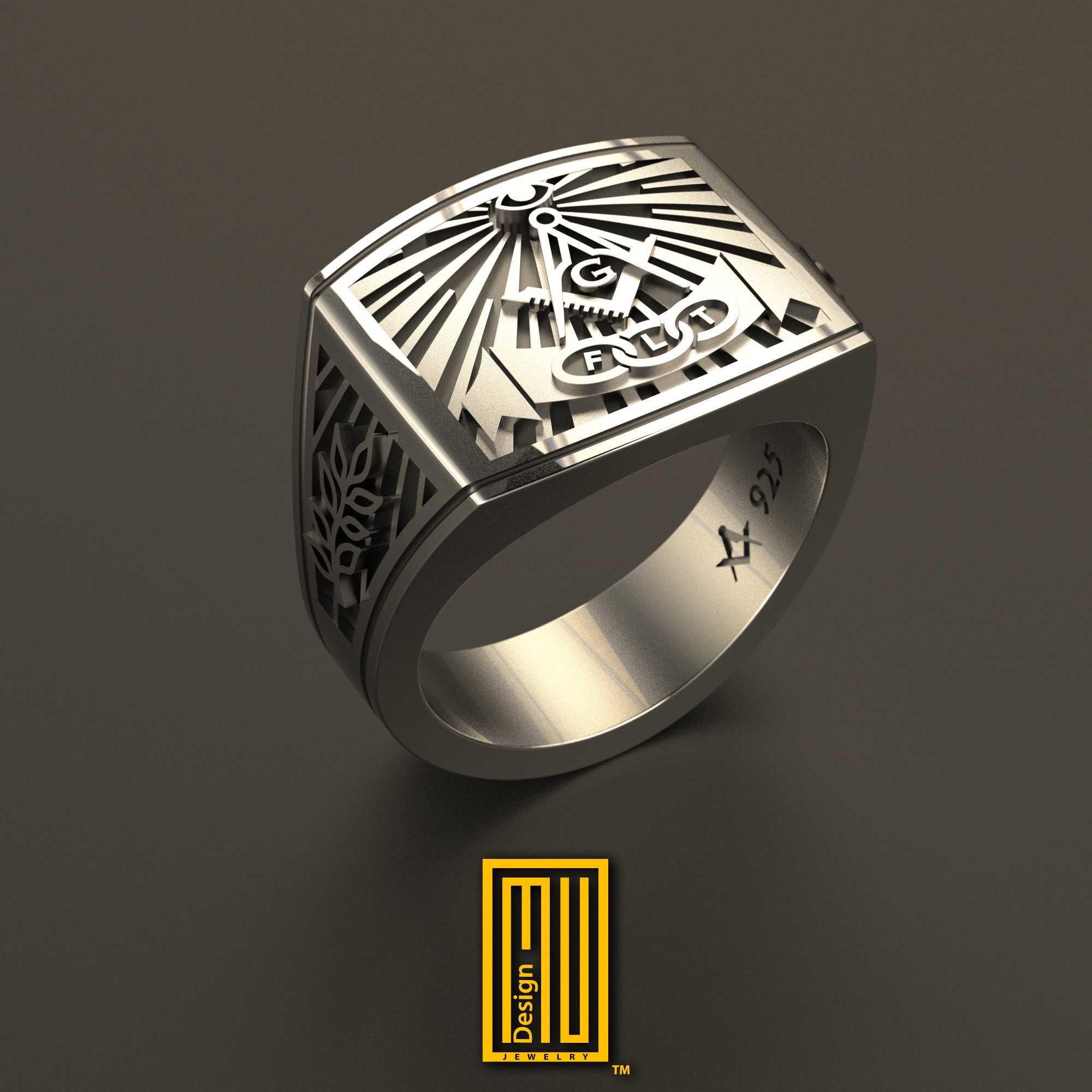 The Odd Fellows Ring With Golden Symbols Etsy