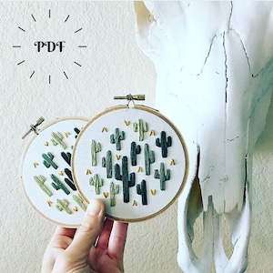 Digital Download - Embroidery Kit - Small Cactus Embroidery Kit - 4 Inch - Beginner Embroidery Kit - DIY Kit - Pattern