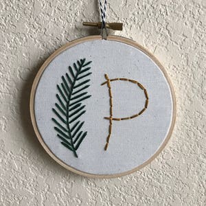 Embroidery Kit Sprig with Monogram Christmas Kit Christmas Craft Embroidery Art Hoop Art Beginner Level Wall Hanging image 7