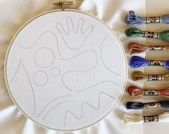 Embroidery Kit - Abstract Flow Embroidery Kit - Embroidery Pattern - 6 Inch - Abstract Art Kit - Beginner Level - Embroidery Sampler