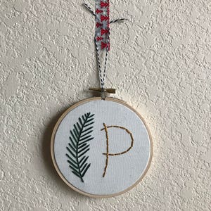 Embroidery Kit Sprig with Monogram Christmas Kit Christmas Craft Embroidery Art Hoop Art Beginner Level Wall Hanging image 8