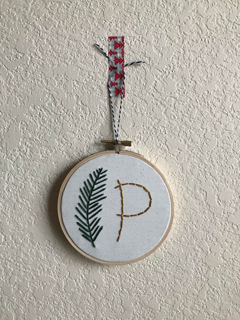 Embroidery Kit Sprig with Monogram Christmas Kit Christmas Craft Embroidery Art Hoop Art Beginner Level Wall Hanging image 8