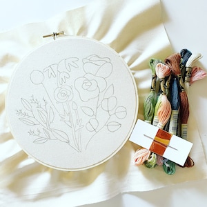 Embroidery Kit - Winter Floral Embroidery Kit - 6 Inch Kit - Floral Embroidery - Botanical Embroidery - Floral Kit - Botanical Art