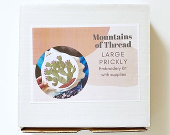 Full Embroidery Kit - Large Prickly Pear Embroidery Kit - Cactus Embroidery Kit - 6 Inch Design - DIY Kit - Beginner Embroidery Kit