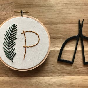 Embroidery Kit Sprig with Monogram Christmas Kit Christmas Craft Embroidery Art Hoop Art Beginner Level Wall Hanging image 4