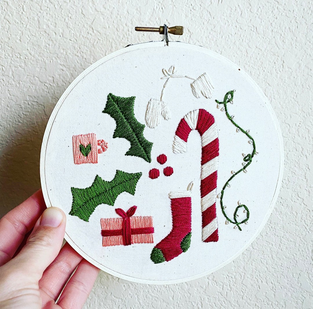 Christmas embroidery kit, Snowflake embroidery ornament kit, Kids
