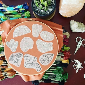 Stick and Stitch Embroidery Pack - DIY Embroidery - Stick On Embroidery Patches - Embroidery Transfers